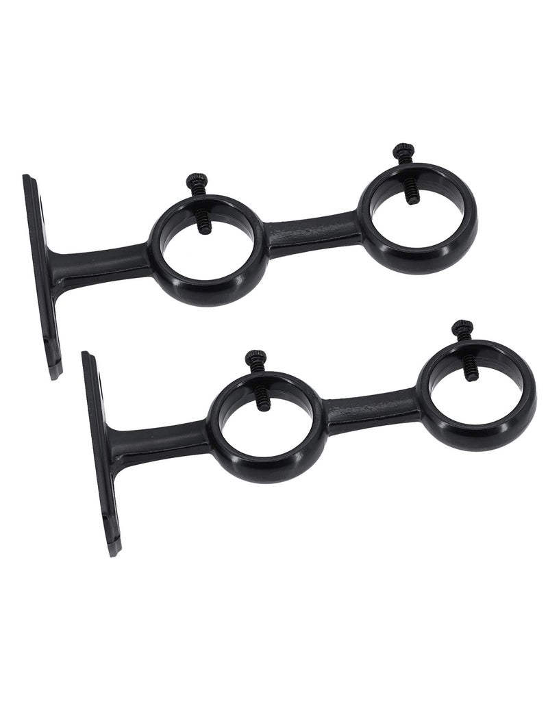 AddGrace 2 Pack Double Curtain Rod Brackets 1 Inch Curtain Rod Holders for Bedroom Living Room (Black) - Image 4
